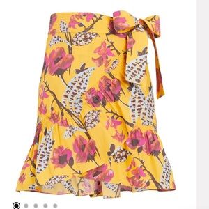A.L.C. Hampton Floral Mini Wrap Skirt yellow and pink festival bohemian size 0